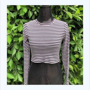 Long sleeve crew neck cropped top